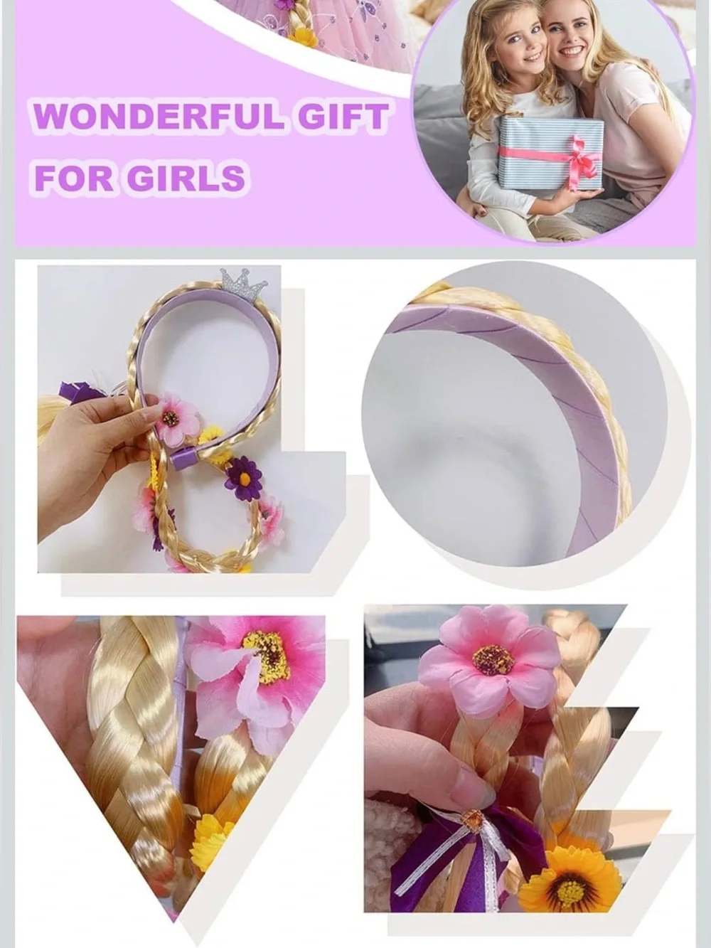 💜NWT PRINCESS RAPUNZEL HAIR/ COSTUME ACCESSORY WITH HEADBAND
